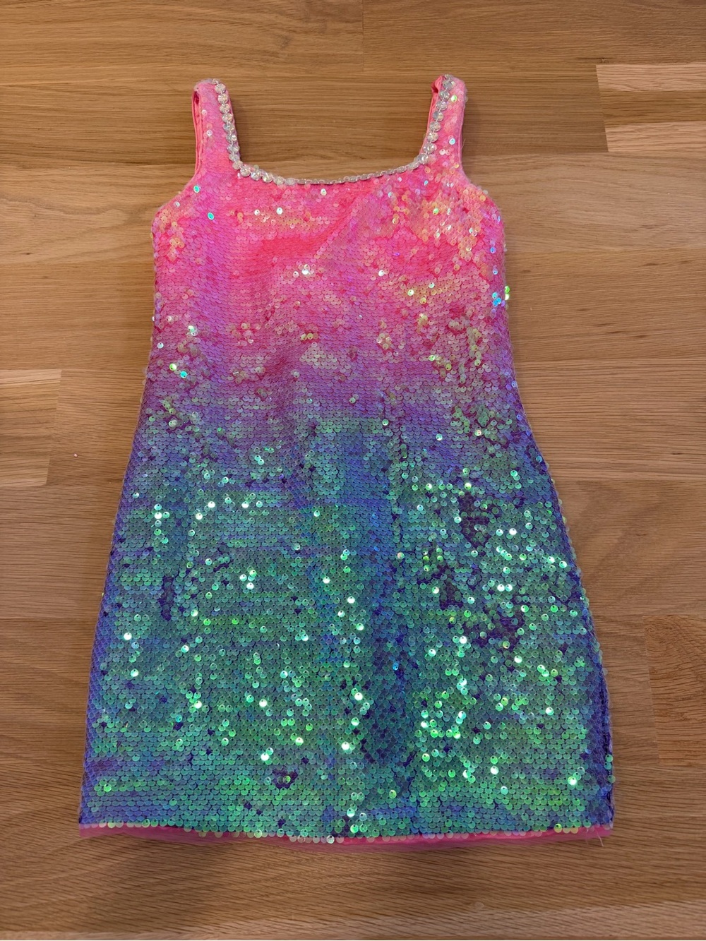 Lola + The Boys Pink to Green Sequin Ombre Dance Dress